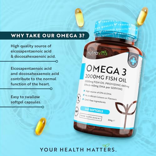 Omega 3 2000mg with 660mg EPA & 440mg DHA per Serving - 240 Softgel Capsules - Maple Wellness Supplements