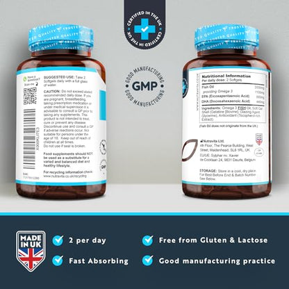 Omega 3 2000mg with 660mg EPA & 440mg DHA per Serving - 240 Softgel Capsules - Maple Wellness Supplements