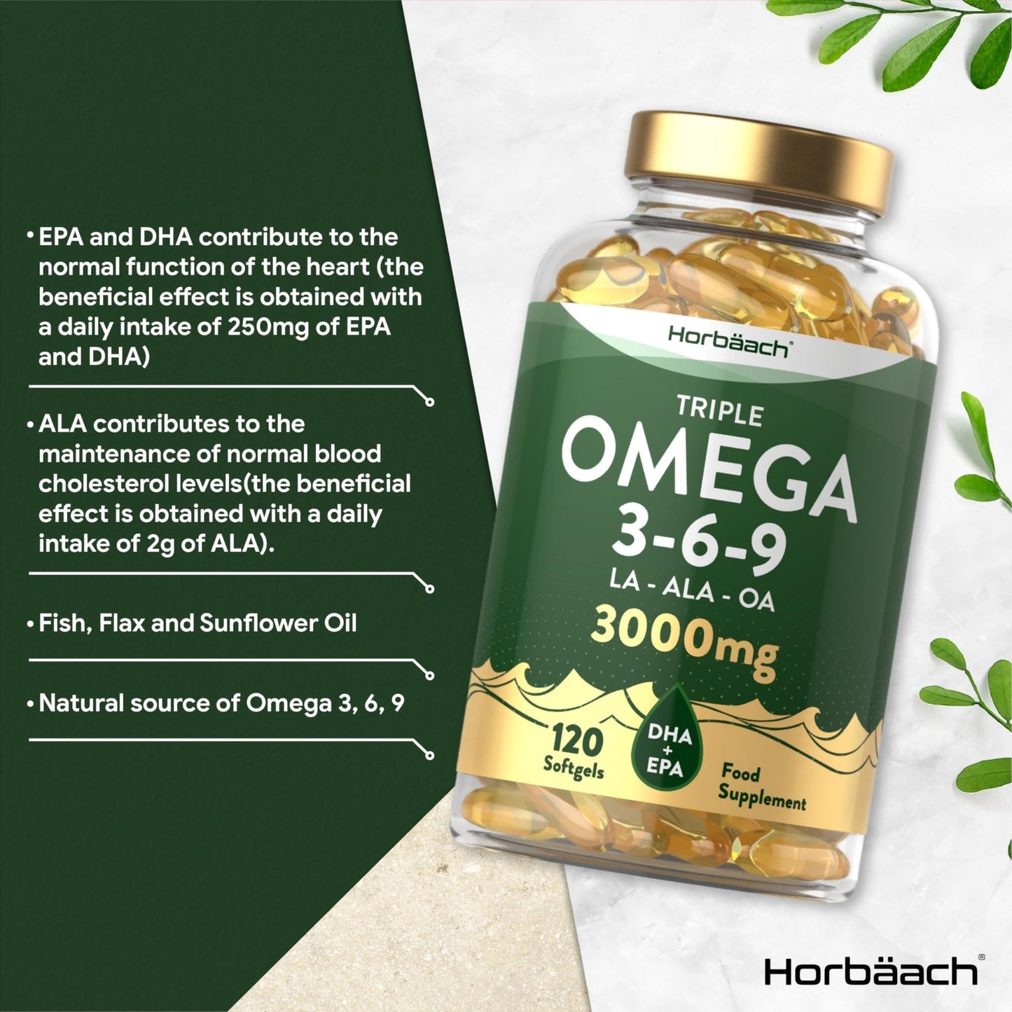 Omega 3 6 9 Capsules High Strength | 3000mg | 120 Softgels | Triple Omega 369 - Maple Wellness Supplements