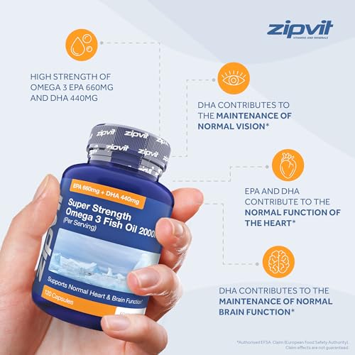Omega 3 Fish Oil 2000mg, EPA 660mg DHA 440mg per Daily Serving. 120 Capsules - Maple Wellness Supplements