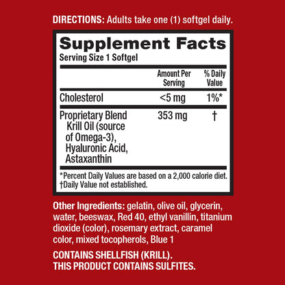Omega-3 Krill Oil and Joint Supplement - Megared Joint Care 60 softgels - EPA/DHA fatty acids, Antioxidants, Hyaluronic acid, No fishy burp aftertaste as with Fish Oil - Maple Wellness Supplements