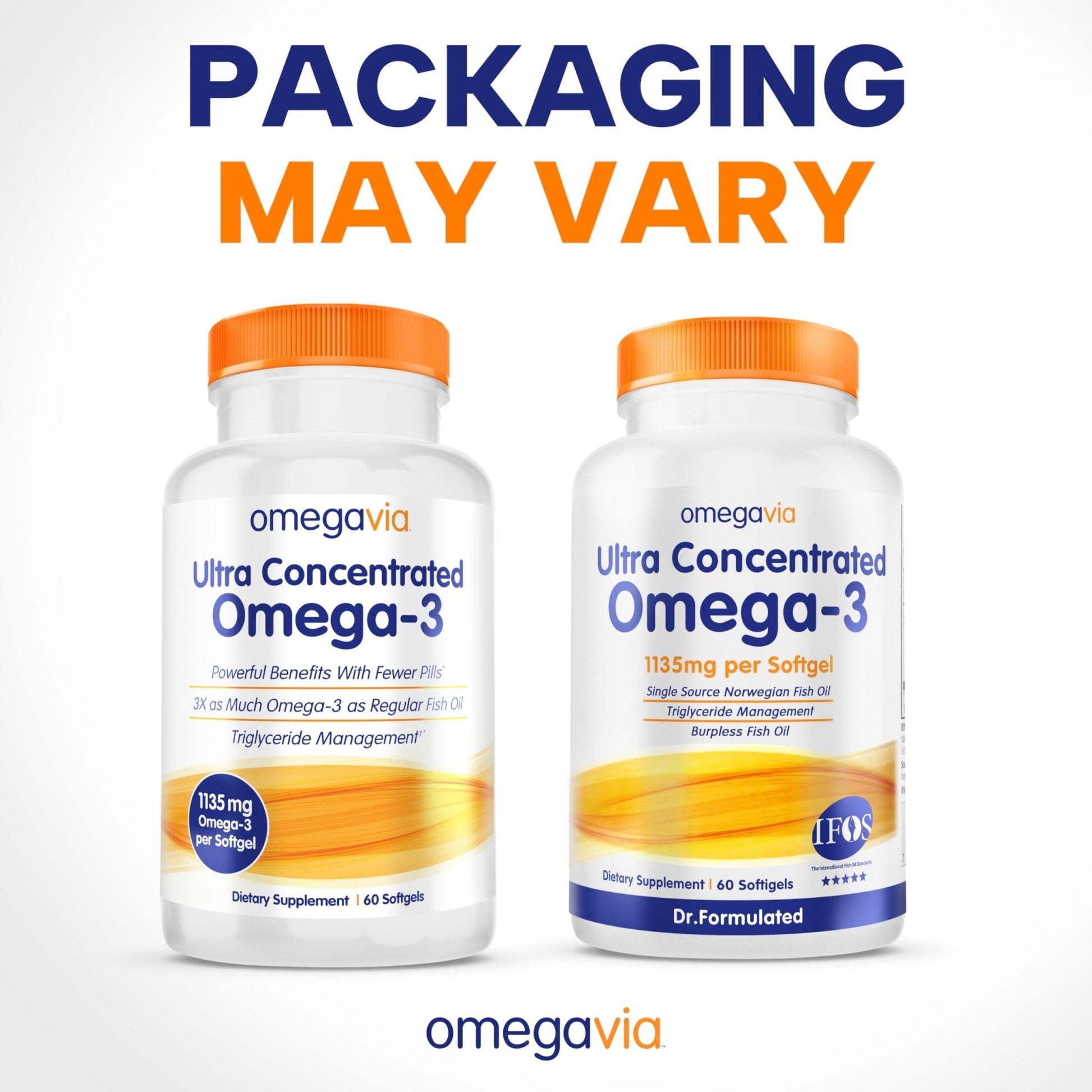 OmegaVia Ultra Concentrated Omega 3 Fish Oil Burpless, 60 Softgels, Triple Strength Omega 3 Fish Oil Supplements, 1135 mg Pure Omega3 - Maple Wellness Supplements