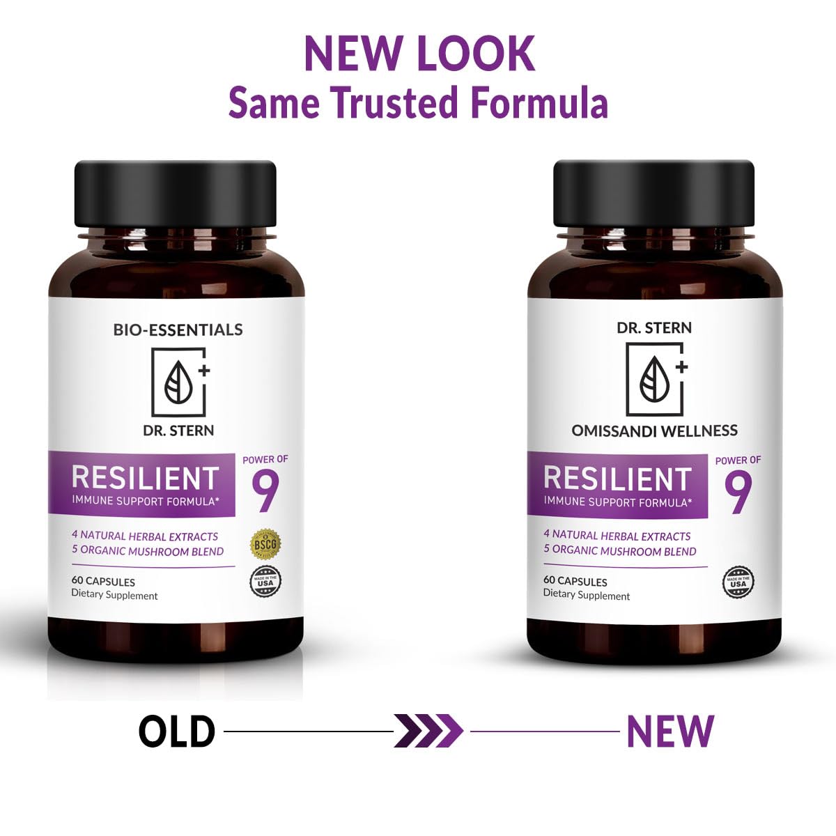 OMISSANDI-WELLNESS Resilient - Natural Immune System Support - Dr. Ian Stern Formulated - to boost your defenses - W/Organic Mushroom Blend, Echinacea, Astragalus & More - Vegan - Made in USA- 60 Caps - Maple Wellness Supplements
