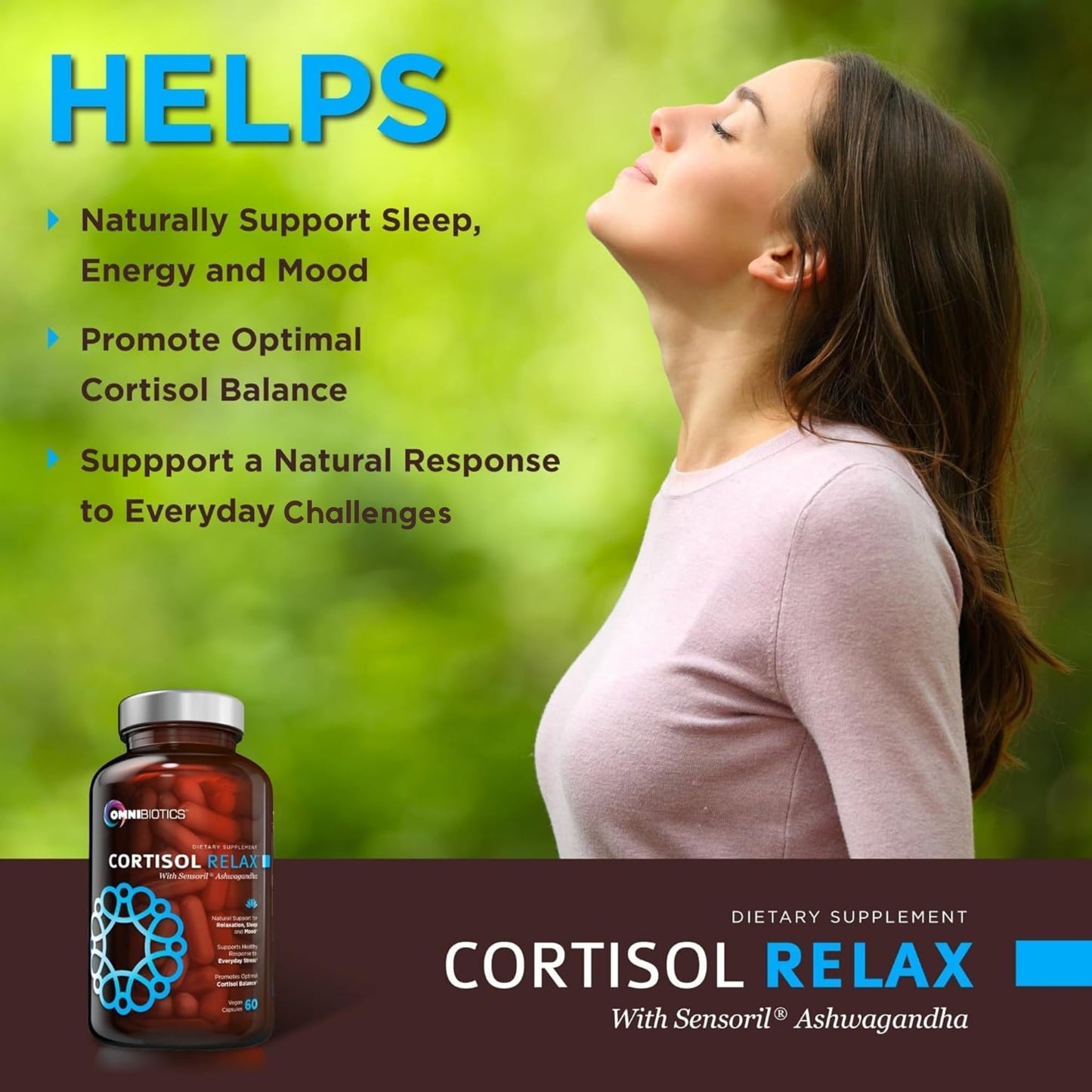 OmniBiotics Cortisol Supplement for Women and Men - High Cortisol Manager with Ashwagandha, L-Theanine, Magnolia Extract, Phosphatidylserine to Support Relaxation, Calm, Detox - 60 Vegan Capsules - Maple Wellness Supplements