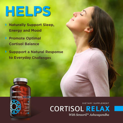 OmniBiotics Cortisol Supplement for Women and Men - High Cortisol Manager with Ashwagandha, L-Theanine, Magnolia Extract, Phosphatidylserine to Support Relaxation, Calm, Detox - 60 Vegan Capsules - Maple Wellness Supplements
