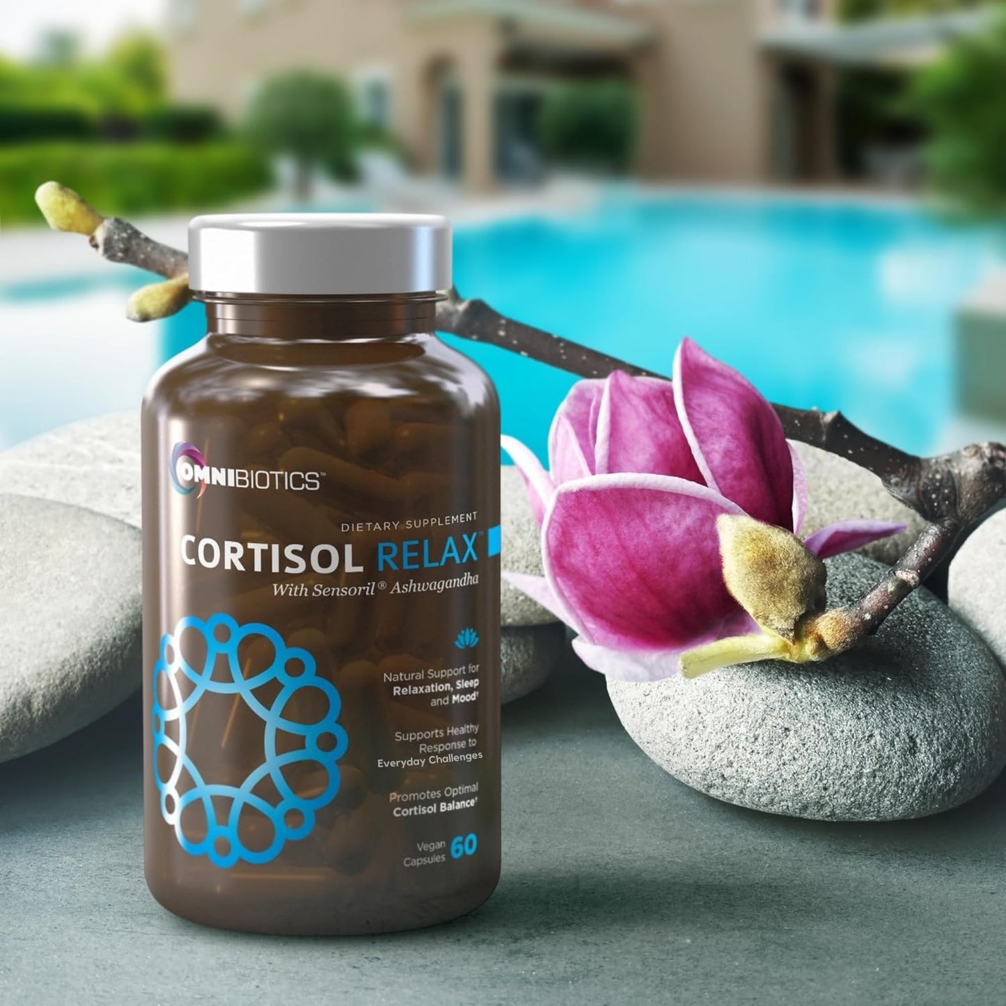 OmniBiotics Cortisol Supplement for Women and Men - High Cortisol Manager with Ashwagandha, L-Theanine, Magnolia Extract, Phosphatidylserine to Support Relaxation, Calm, Detox - 60 Vegan Capsules - Maple Wellness Supplements