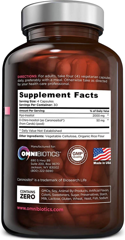 OmniBiotics Myo-Inositol & D-Chiro Inositol Supplement with 40:1 Ratio for Hormone Balance for Women - Women Supplement to Support Reproductive Health & Ovarian Function. Non-GMO - 120 Vegan Capsules - Maple Wellness Supplements