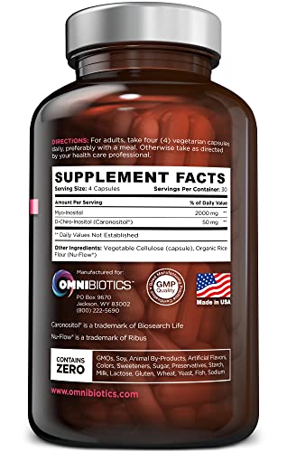 OmniBiotics Myo-Inositol & D-Chiro Inositol Supplement with 40:1 Ratio for Hormone Balance for Women - Women Supplement to Support Reproductive Health & Ovarian Function. Non-GMO - 120 Vegan Capsules - Maple Wellness Supplements