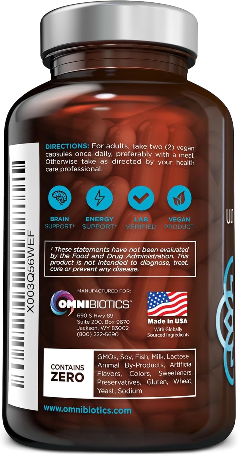 OmniBiotics Ultimate Daily Multivitamin for Women & Men – 34 Essential Ingredients Including Vitamin A, C, D, E, B6, B12, Biotin, Zinc – 120 Vegan Capsules - Maple Wellness Supplements