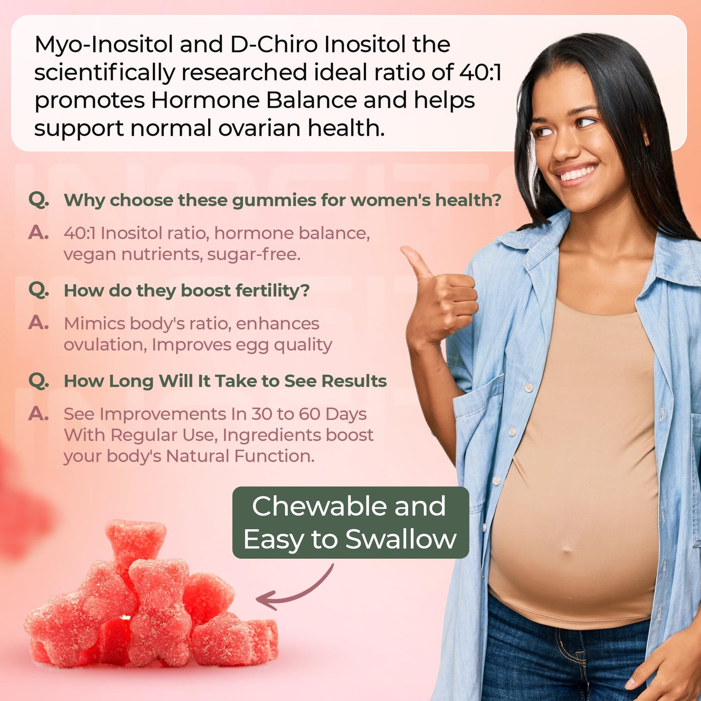 OMNICOAST GOODS, OCG Myo-Inositol & D-Chiro Inositol Gummies with Ashwagandha | PCOS Support | Ovulation & Mood Support, 40:1 Ratio Inositol for Hormone Balance, Sugar-Free, Non-GMO (60 Gummies) - Maple Wellness Supplements