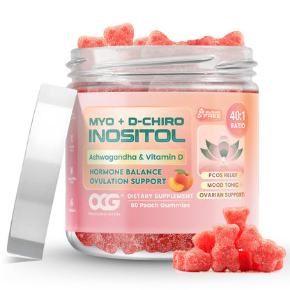 OMNICOAST GOODS, OCG Myo-Inositol & D-Chiro Inositol Gummies with Ashwagandha | PCOS Support | Ovulation & Mood Support, 40:1 Ratio Inositol for Hormone Balance, Sugar-Free, Non-GMO (60 Gummies) - Maple Wellness Supplements