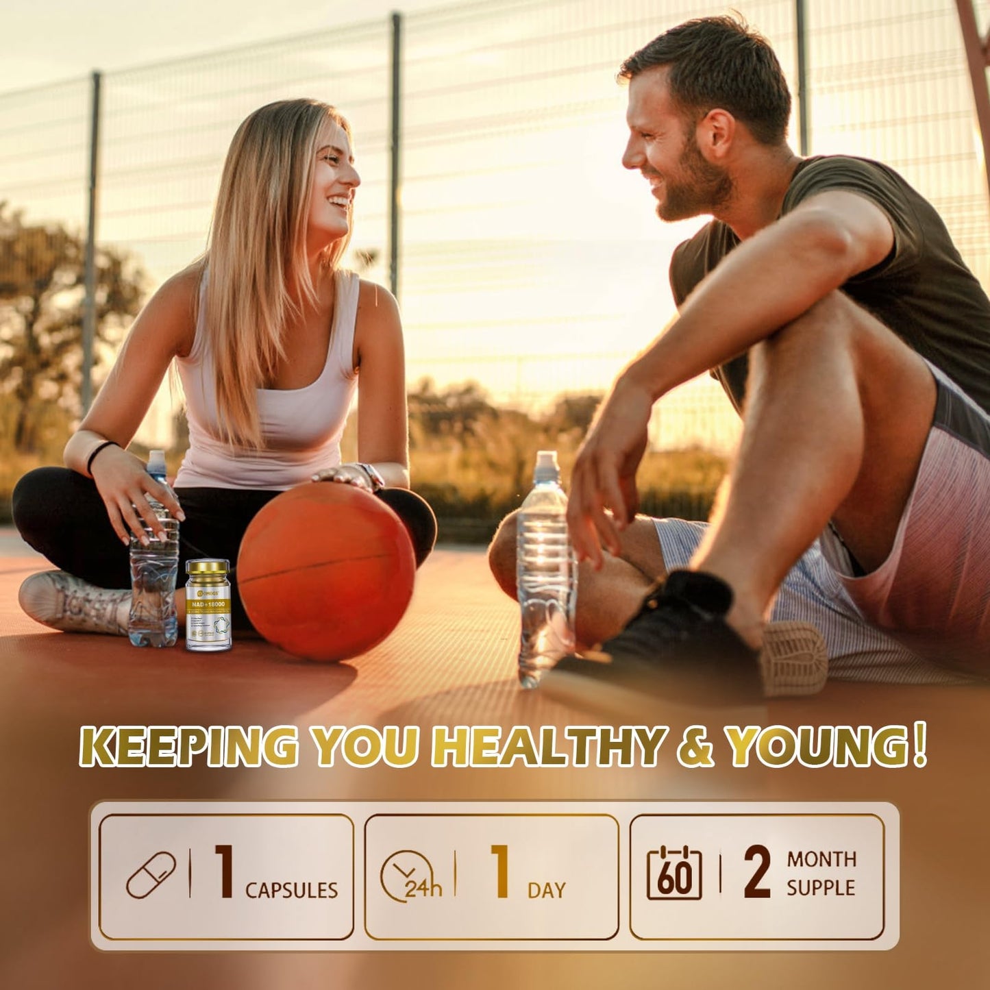 OMOGS NAD+ 300 mg + Trans-Resveratrol 200 mg, Pure NAD Supplement, Max Absorption, Boosting Supplement for DNA Repair, Healthy Aging, Cellular Energy & Longevity, 60 Capsules - Maple Wellness Supplements