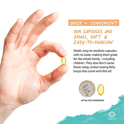 Omvits Vegan Omega 3 DHA from Algae Oil 1000mg - 60 Softgel Capsules with Vitamin E - Maple Wellness Supplements