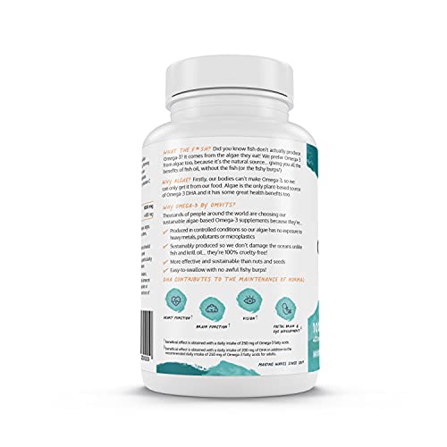 Omvits Vegan Omega 3 DHA from Algae Oil 1000mg - 60 Softgel Capsules with Vitamin E - Maple Wellness Supplements