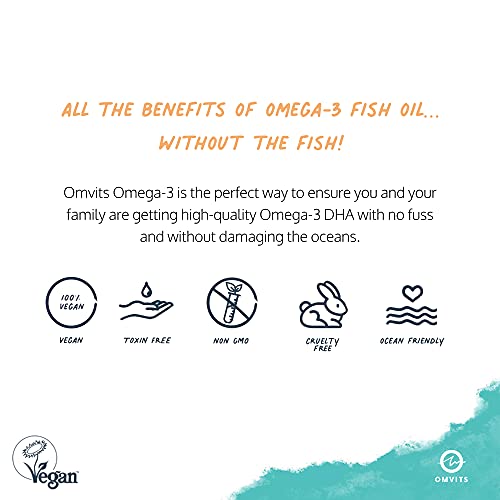 Omvits Vegan Omega 3 DHA from Algae Oil 1000mg - 60 Softgel Capsules with Vitamin E - Maple Wellness Supplements