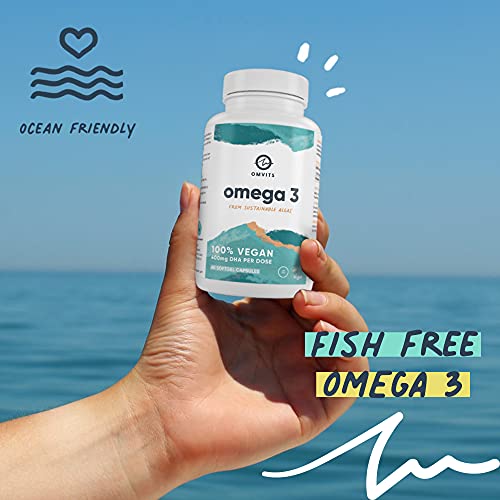 Omvits Vegan Omega 3 DHA from Algae Oil 1000mg - 60 Softgel Capsules with Vitamin E - Maple Wellness Supplements