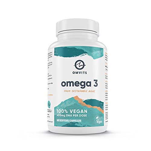 Omvits Vegan Omega 3 DHA from Algae Oil 1000mg - 60 Softgel Capsules with Vitamin E - Maple Wellness Supplements