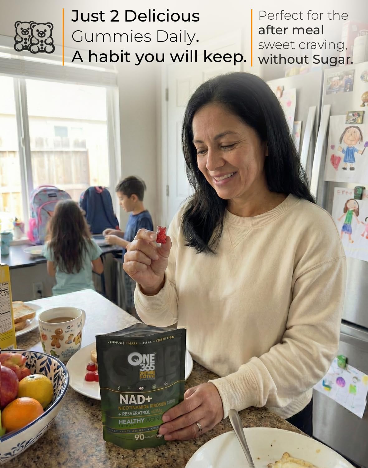 ONE 365 NAD+ Supplement Gummies Nicotinamide Riboside Resveratrol Cellular Energy Healthy Aging Support Antioxidant NAD Plus Booster for Women and Men Vegan Non GMO 1500mg Gummy Vitamins - Maple Wellness Supplements