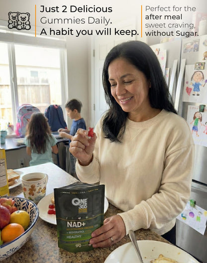 ONE 365 NAD+ Supplement Gummies Nicotinamide Riboside Resveratrol Cellular Energy Healthy Aging Support Antioxidant NAD Plus Booster for Women and Men Vegan Non GMO 1500mg Gummy Vitamins - Maple Wellness Supplements