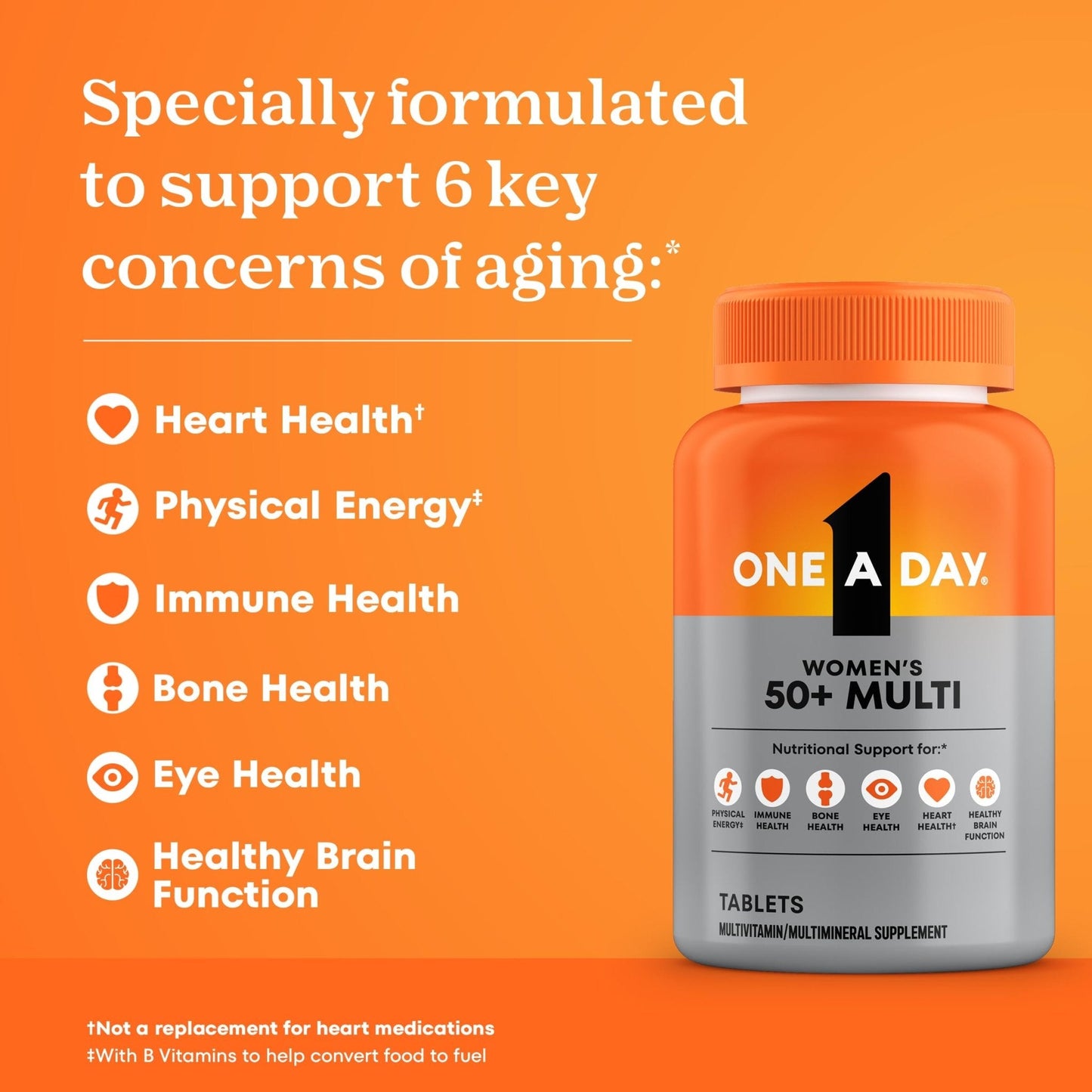One A Day Multivitamin for Women 50 and Over Tablets, Womens Multivitamin 50 plus with Vitamins D, C, E, Zinc & Biotin, Daily Vitamins - Maple Wellness Supplements