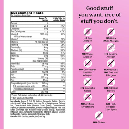 One A Day Postnatal Vitamins for Women, Postnatal Multivitamin with Folic Acid, Omega-3 DHA, B Vitamins, Support Immune Health, Breastfeeding - Maple Wellness Supplements
