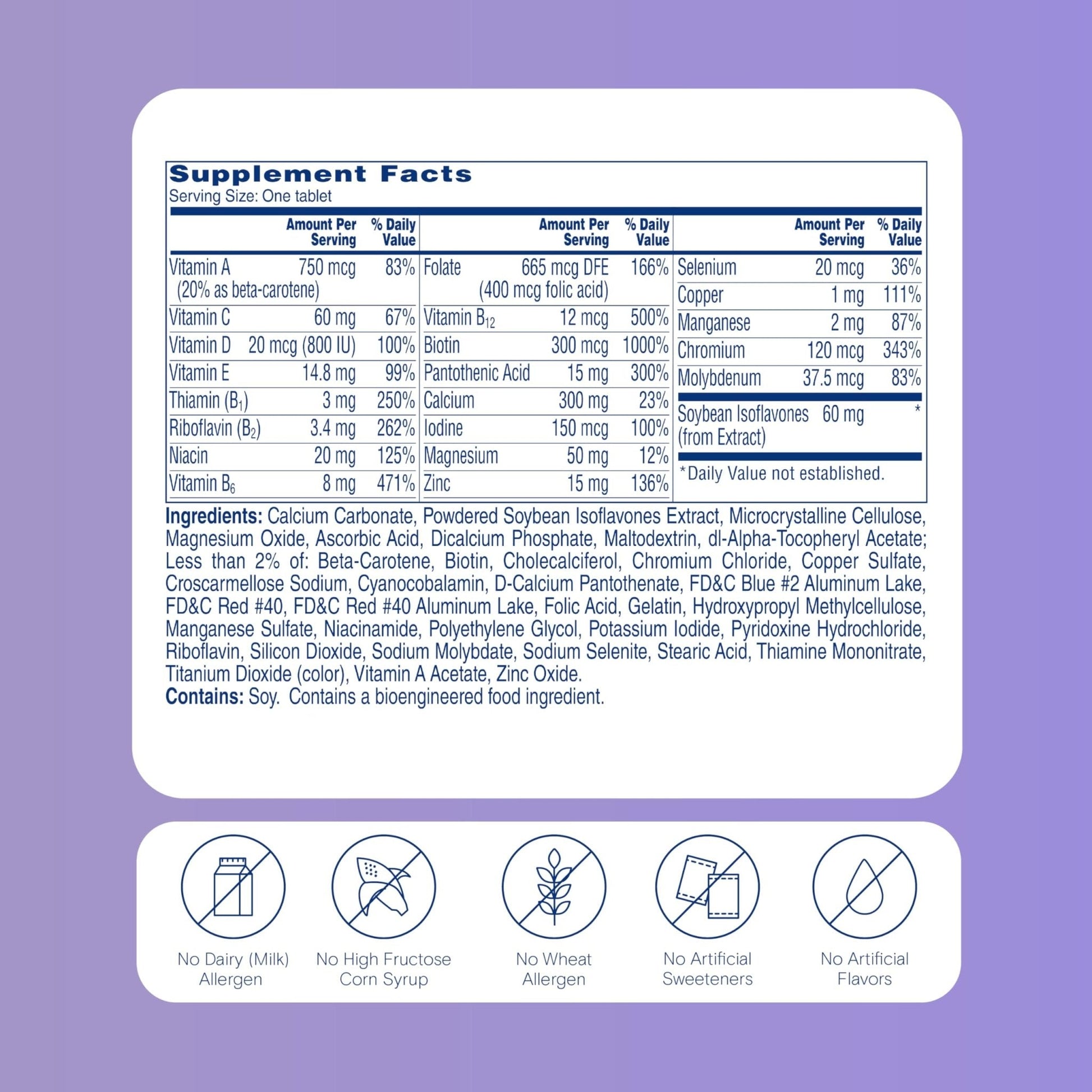 One A Day Women's Menopause Multivitamin with Vitamin A, Vitamin C, Vitamin D, Vitamin E and Zinc for Immune Health Support, Bone health, 50 Count - Maple Wellness Supplements