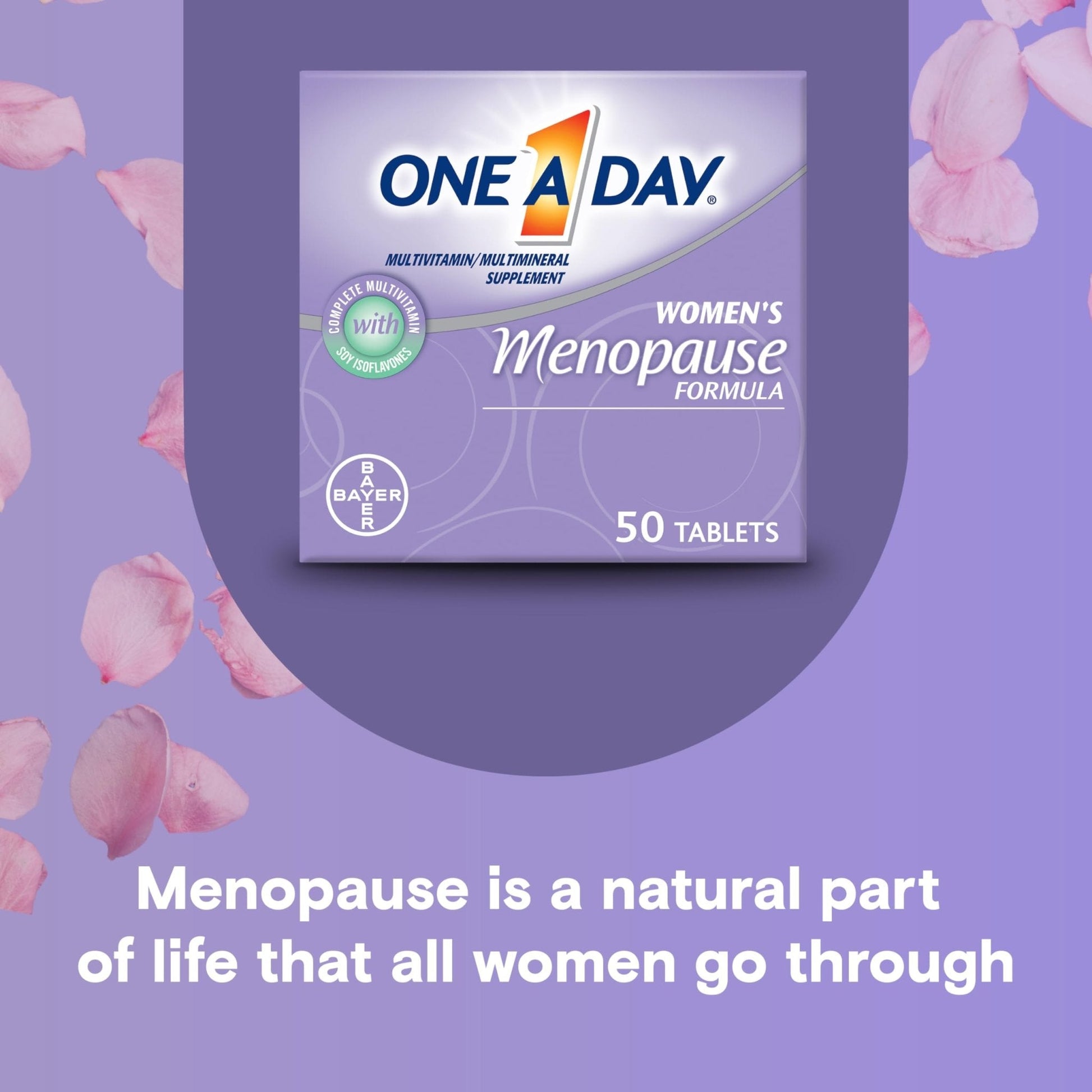 One A Day Women's Menopause Multivitamin with Vitamin A, Vitamin C, Vitamin D, Vitamin E and Zinc for Immune Health Support, Bone health, 50 Count - Maple Wellness Supplements