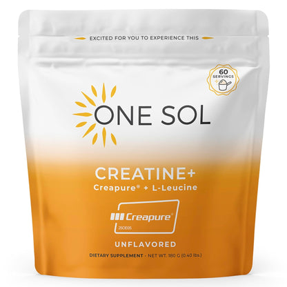 One Sol Creatine for Women, All Natural Women’s Creatine Powder w Creapure & Leucine, Increase Lean Muscle Mass, Reduce Recovery Time, Promotes Brain & Bone Health (Unflavored, 60 Servings) - Maple Wellness Supplements