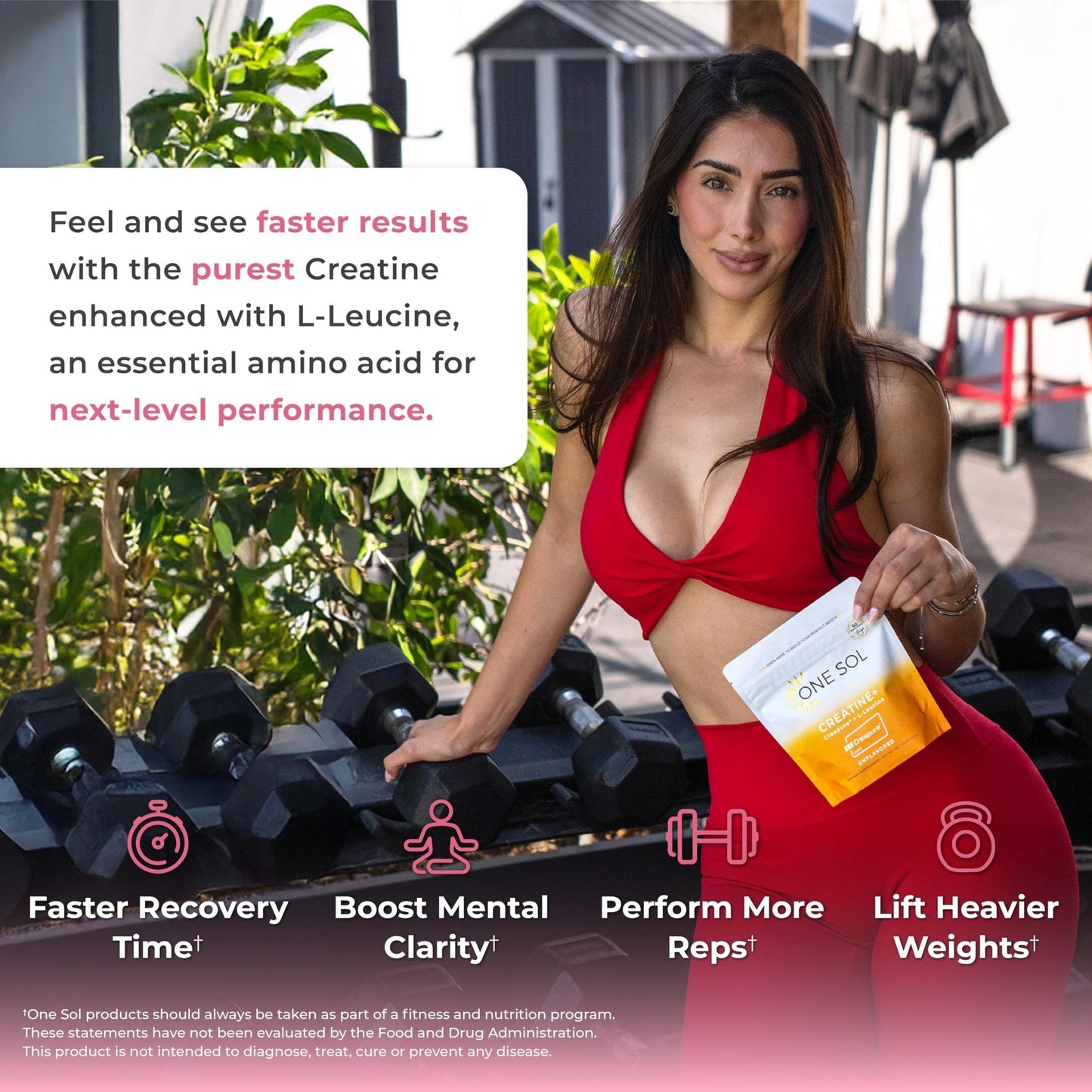 One Sol Creatine for Women, All Natural Women’s Creatine Powder w Creapure & Leucine, Increase Lean Muscle Mass, Reduce Recovery Time, Promotes Brain & Bone Health (Unflavored, 60 Servings) - Maple Wellness Supplements