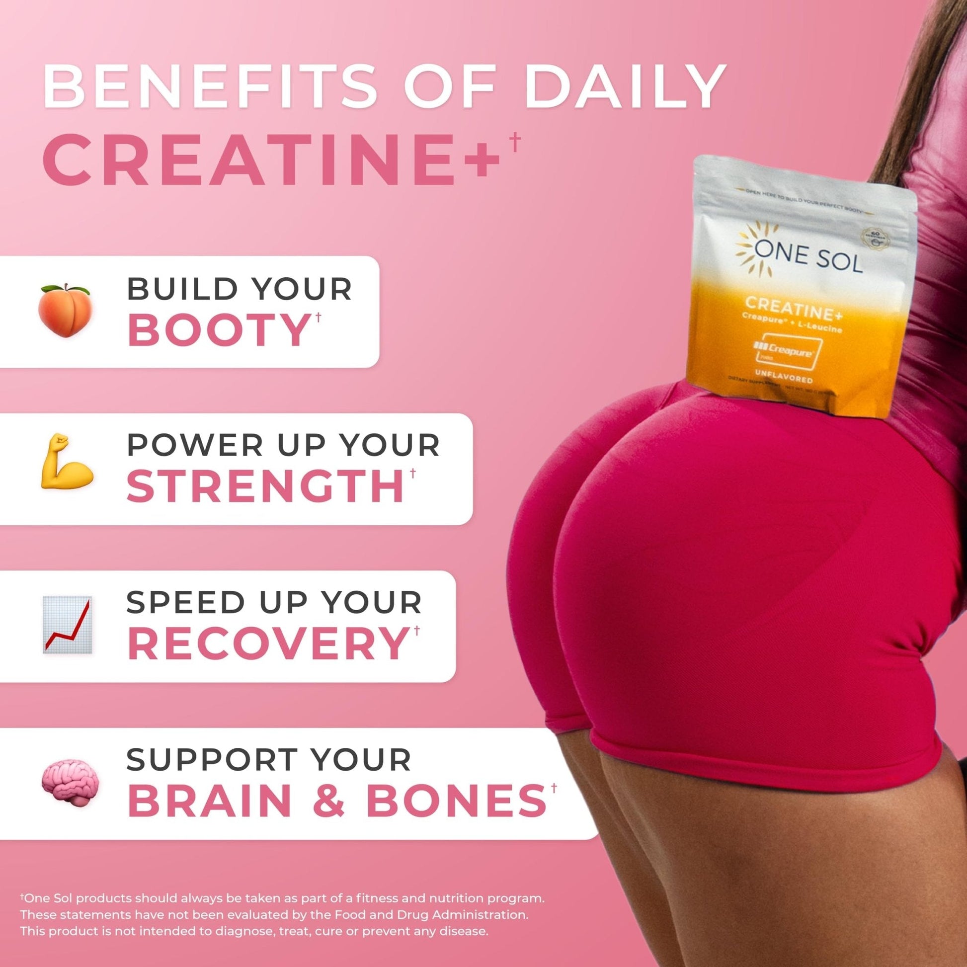 One Sol Creatine for Women, All Natural Women’s Creatine Powder w Creapure & Leucine, Increase Lean Muscle Mass, Reduce Recovery Time, Promotes Brain & Bone Health (Unflavored, 60 Servings) - Maple Wellness Supplements