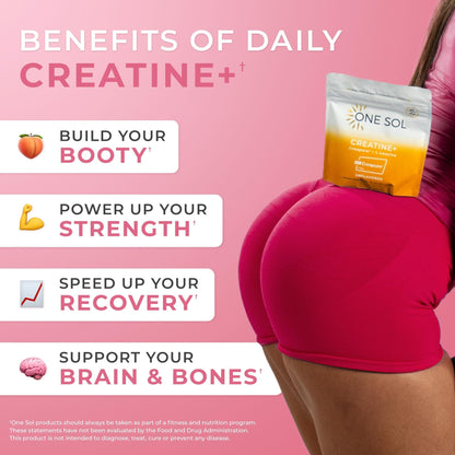 One Sol Creatine for Women, All Natural Women’s Creatine Powder w Creapure & Leucine, Increase Lean Muscle Mass, Reduce Recovery Time, Promotes Brain & Bone Health (Unflavored, 60 Servings) - Maple Wellness Supplements