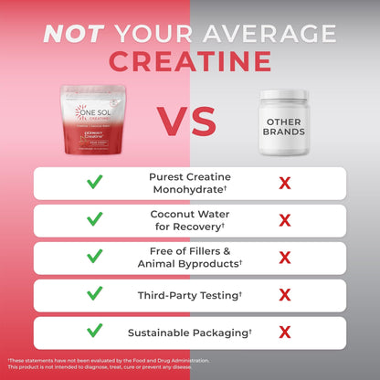One Sol Creatine for Women, All Natural Women's Creatine Powder w Pure Creatine & Coconut Water, Increase Lean Muscle Mass, Reduce Recovery Time, Promote Brain & Bone Health (Sour Cherry, 60 Servings) - Maple Wellness Supplements