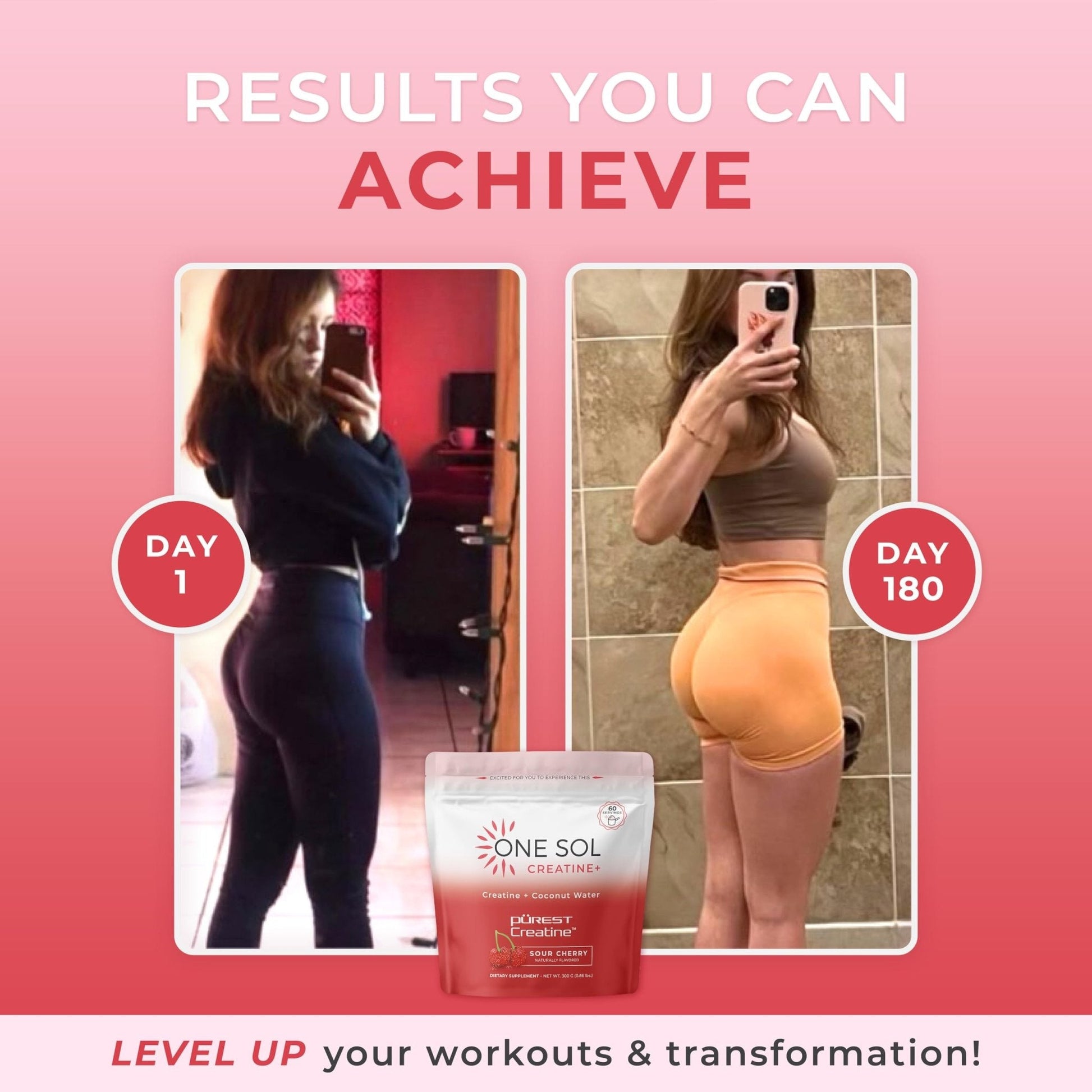 One Sol Creatine for Women, All Natural Women's Creatine Powder w Pure Creatine & Coconut Water, Increase Lean Muscle Mass, Reduce Recovery Time, Promote Brain & Bone Health (Sour Cherry, 60 Servings) - Maple Wellness Supplements