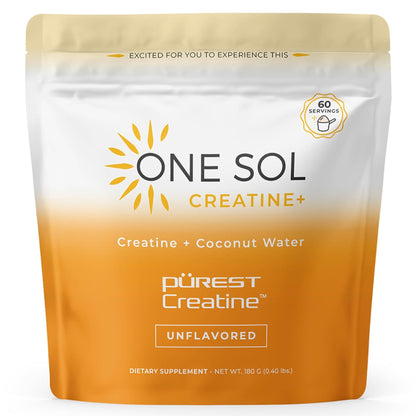 One Sol Creatine for Women, All Natural Women's Creatine Powder w Pure Creatine & Coconut Water, Increase Lean Muscle Mass, Reduce Recovery Time, Promotes Brain & Bone Health (Unflavored, 60 Servings) - Maple Wellness Supplements