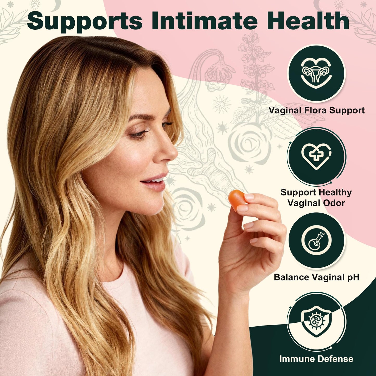 Oneoo Feminine Balance Gummies - Premium Balance Gummies for Women's pH Health, Feminine Gummy for Immune & Energy Support, Vegan, Gluten-Free, Hawaiian Pineapple, 60 Count - Maple Wellness Supplements