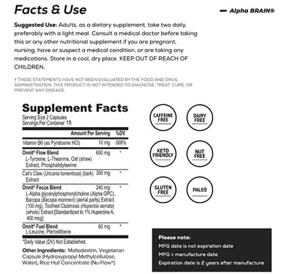 ONNIT Alpha Brain (120ct) - Over 1 Million Bottles Sold - Premium Nootropic Brain Sup - Maple Wellness Supplements