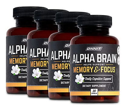 ONNIT Alpha Brain (120ct) - Over 1 Million Bottles Sold - Premium Nootropic Brain Sup - Maple Wellness Supplements