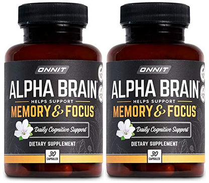 ONNIT Alpha Brain (60ct) - Over 1 Million Bottles Sold - Premium Nootropic Brain Supple - Maple Wellness Supplements