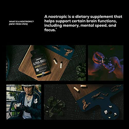 ONNIT Alpha Brain (60ct) - Over 1 Million Bottles Sold - Premium Nootropic Brain Supple - Maple Wellness Supplements