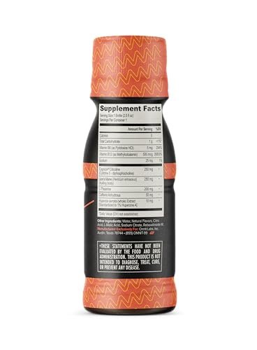 ONNIT Alpha Brain Focus Shot, Peach Flavor, Nootropic Dietary Supplement Drink That Supports Energy, Focus, and Mood, IGEN™ Non-GMO Tested, 2.5 fl oz, 6 Count - Maple Wellness Supplements