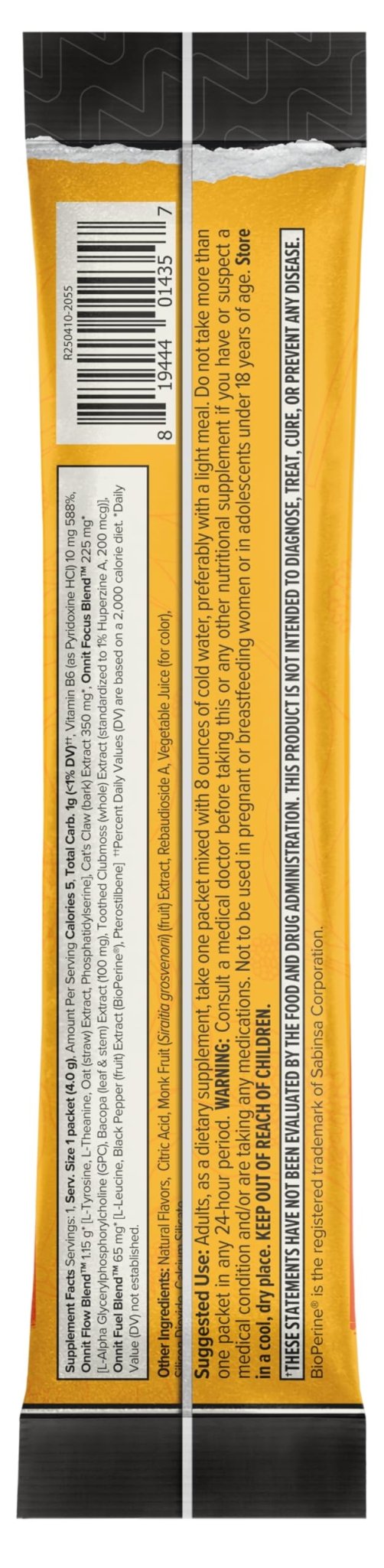 ONNIT Alpha Brain Instant Cognitive Support Drink Mix, Nootropic Supplement for Focus, Memory and Clarity, Peach Flavor, 0.13 oz Packets, 30 Count - Maple Wellness Supplements