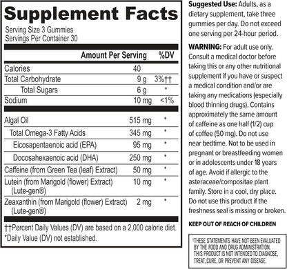 ONNIT Alpha Brain Neuro Focus Gummies, IGEN Non-GMO Tested Vegan Gummies with Omega-3s Lutein Zeaxanthin and Caffeine, Brain Eye and Focus Supplement - Maple Wellness Supplements