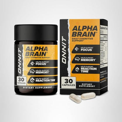 ONNIT Alpha Brain Nootropic Brain Supplement for Focus, Memory, Mental Clarity, Cognitive Support with L-Theanine and Vitamin B6, 30 Count Capsules - Maple Wellness Supplements