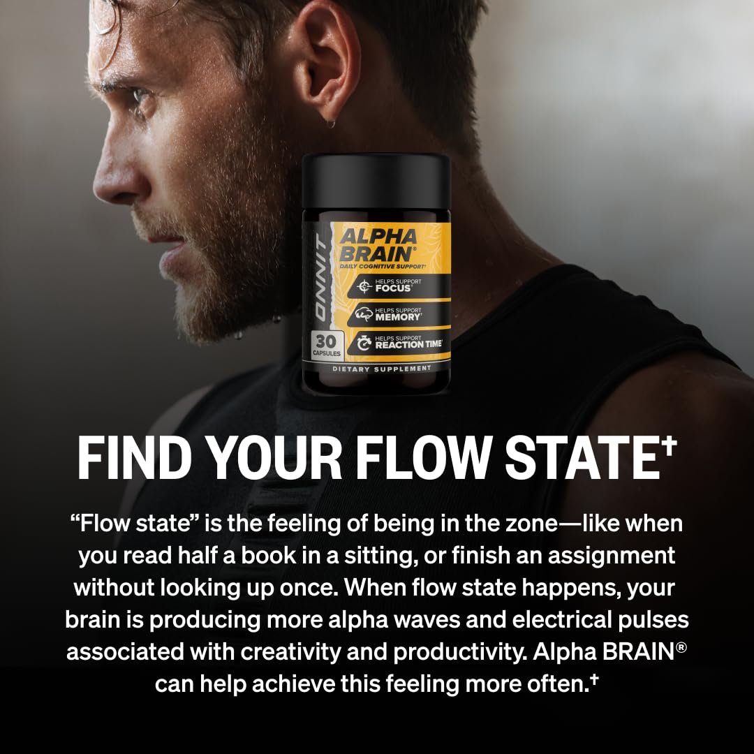 ONNIT Alpha Brain Nootropic Brain Supplement for Focus, Memory, Mental Clarity, Cognitive Support with L-Theanine and Vitamin B6, 30 Count Capsules - Maple Wellness Supplements