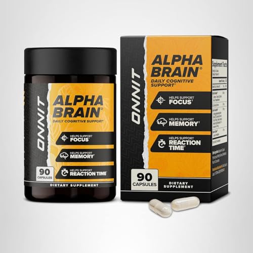 ONNIT Alpha Brain Nootropic Brain Supplement for Focus, Memory, Mental Clarity, Cognitive Support with L-Theanine and Vitamin B6, 90 Count - Maple Wellness Supplements