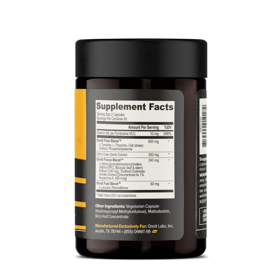 ONNIT Alpha Brain Nootropic Brain Supplement for Men and Women, IGEN Non-GMO Tested, Memory, Mental Clarity, Cognitive Support and Focus Capsules with L-Theanine and Vitamin B6 (90 Count) - Maple Wellness Supplements