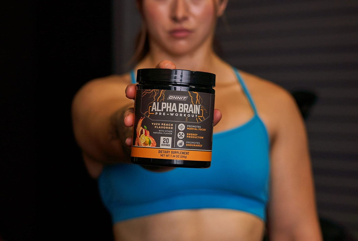 ONNIT Alpha Brain Pre-Workout - Yuzu Peach (20 Serving Tub) - Maple Wellness Supplements