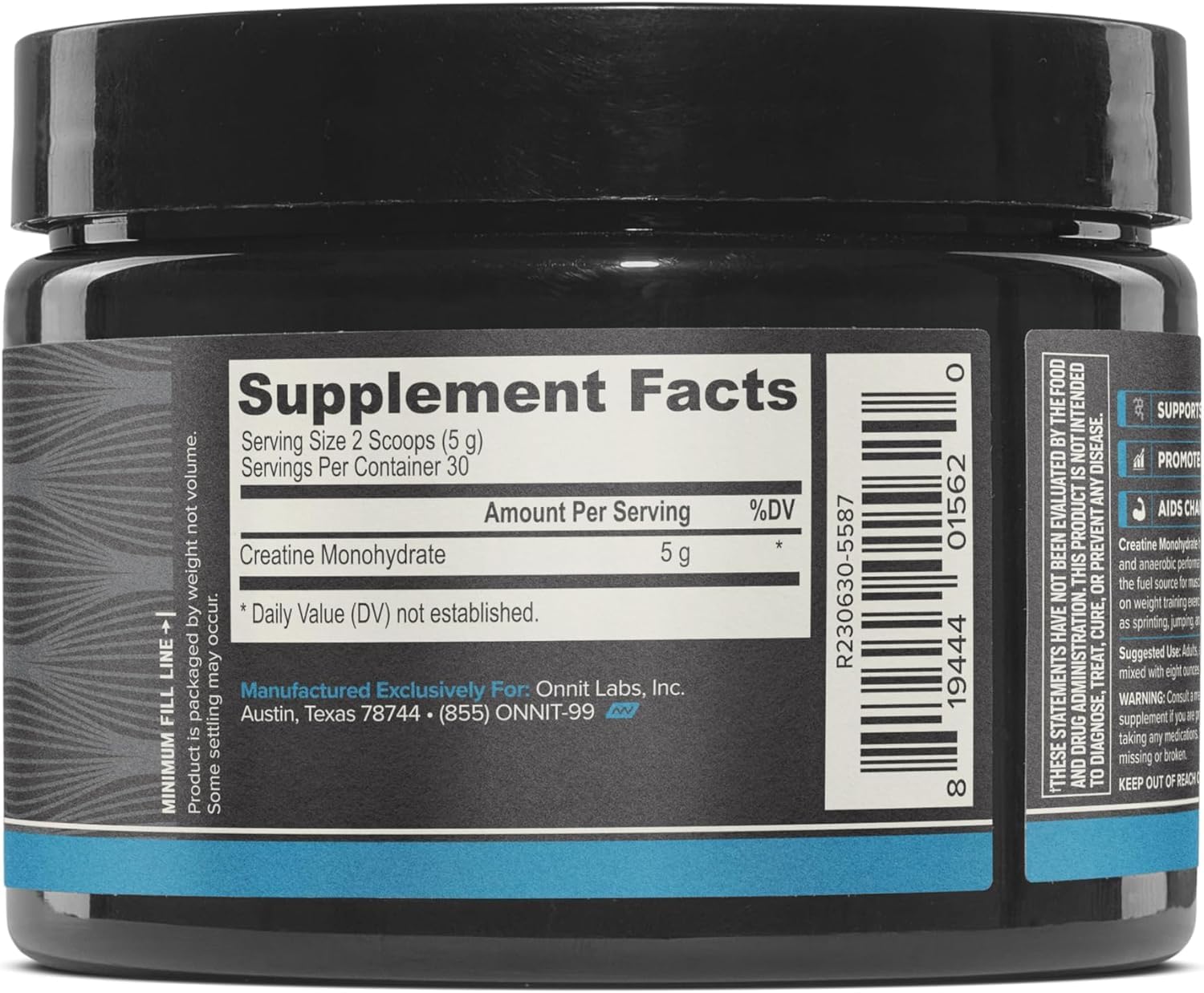 ONNIT Creatine Monohydrate Powder, IGEN(TM) Non-GMO Tested 5g Premium Creatine for Muscle Strength, Power and Lean Mass, Supports Brain Health - Maple Wellness Supplements