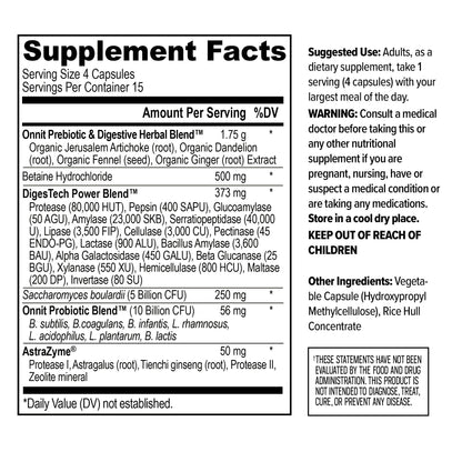 ONNIT Total Gut Health Daily Digestive Support, IGEN™ Non-GMO Tested Digestion Supplement for Women and Men with 7 Strains of Probiotics, - Maple Wellness Supplements
