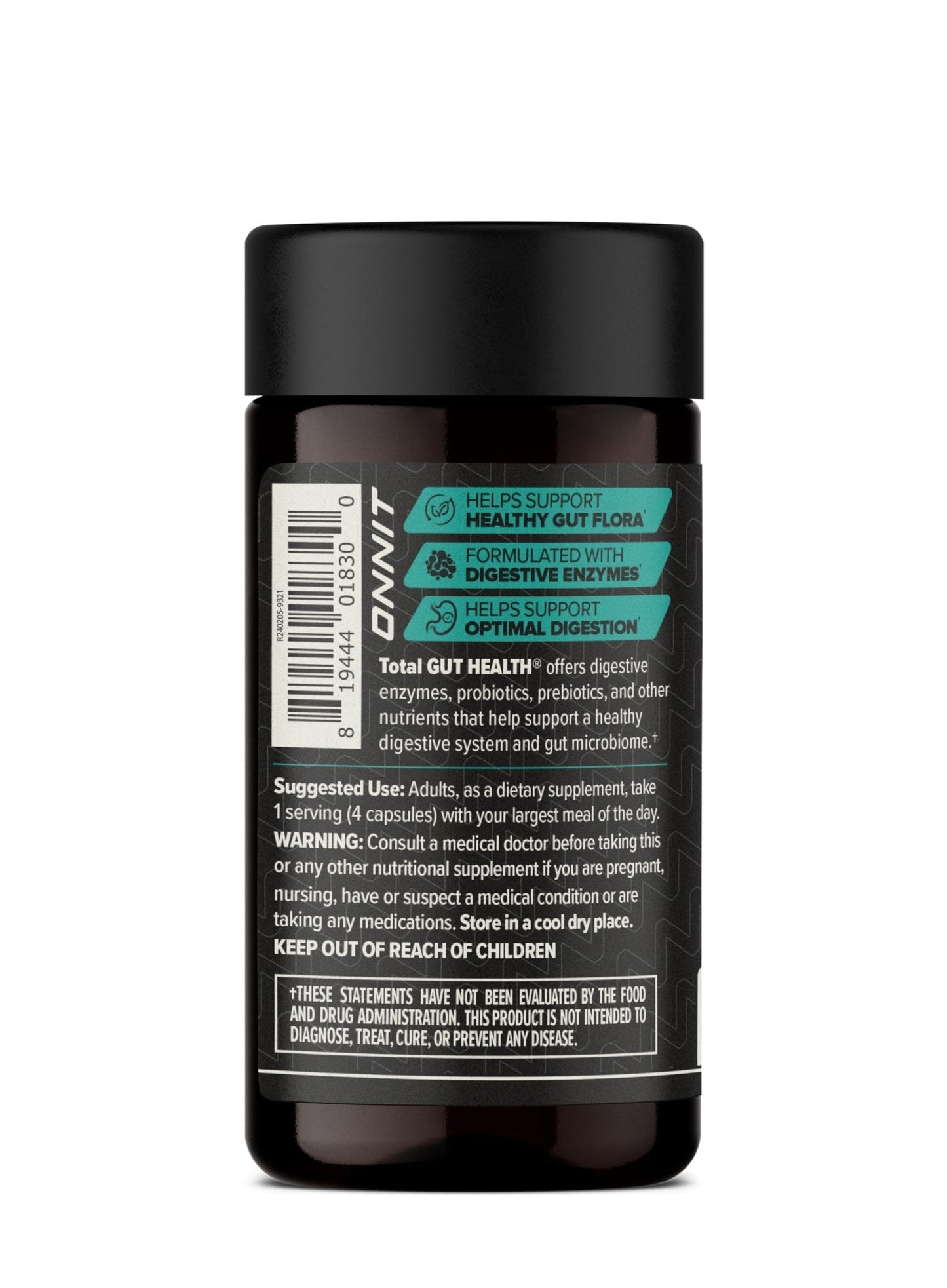 ONNIT Total Gut Health Daily Digestive Support, IGEN™ Non-GMO Tested Digestion Supplement for Women and Men with 7 Strains of Probiotics, - Maple Wellness Supplements